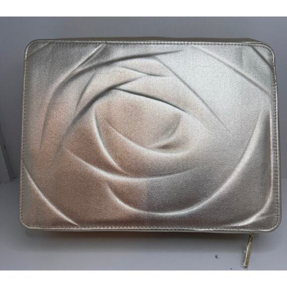 LANCOME Gold Cosmetic Travel Bag Rose Embossed Carry Case Vanity Organizer - #1 - Picture 5 of 7